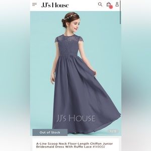 JJs House Junior A-Line Scoop Neck Floor-Length Chiffon Dress in Slate Blue